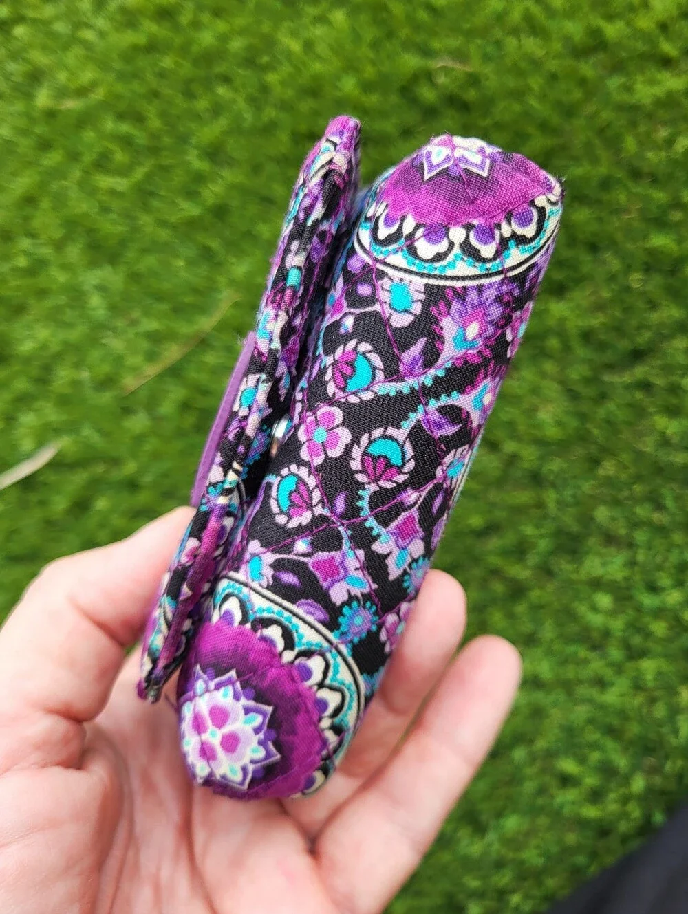 Vera Bradley RFID Retired Lilac Floral Medallion Quilted Wallet.